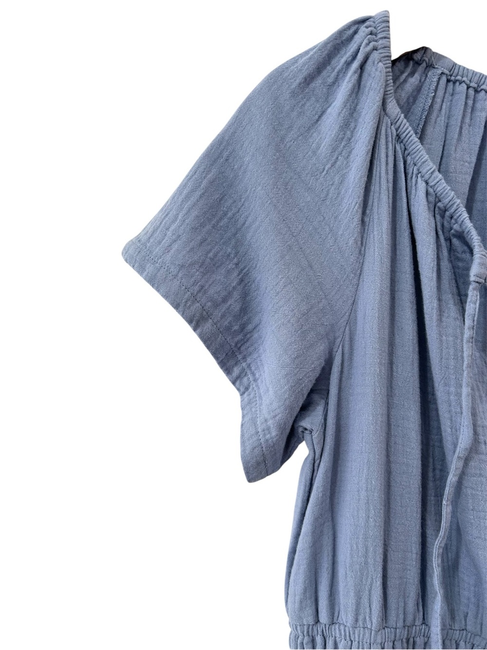 Pact Coastal Double Gauze Midi Dress M blue cotton resortwear NWOT - Picture 5 of 7